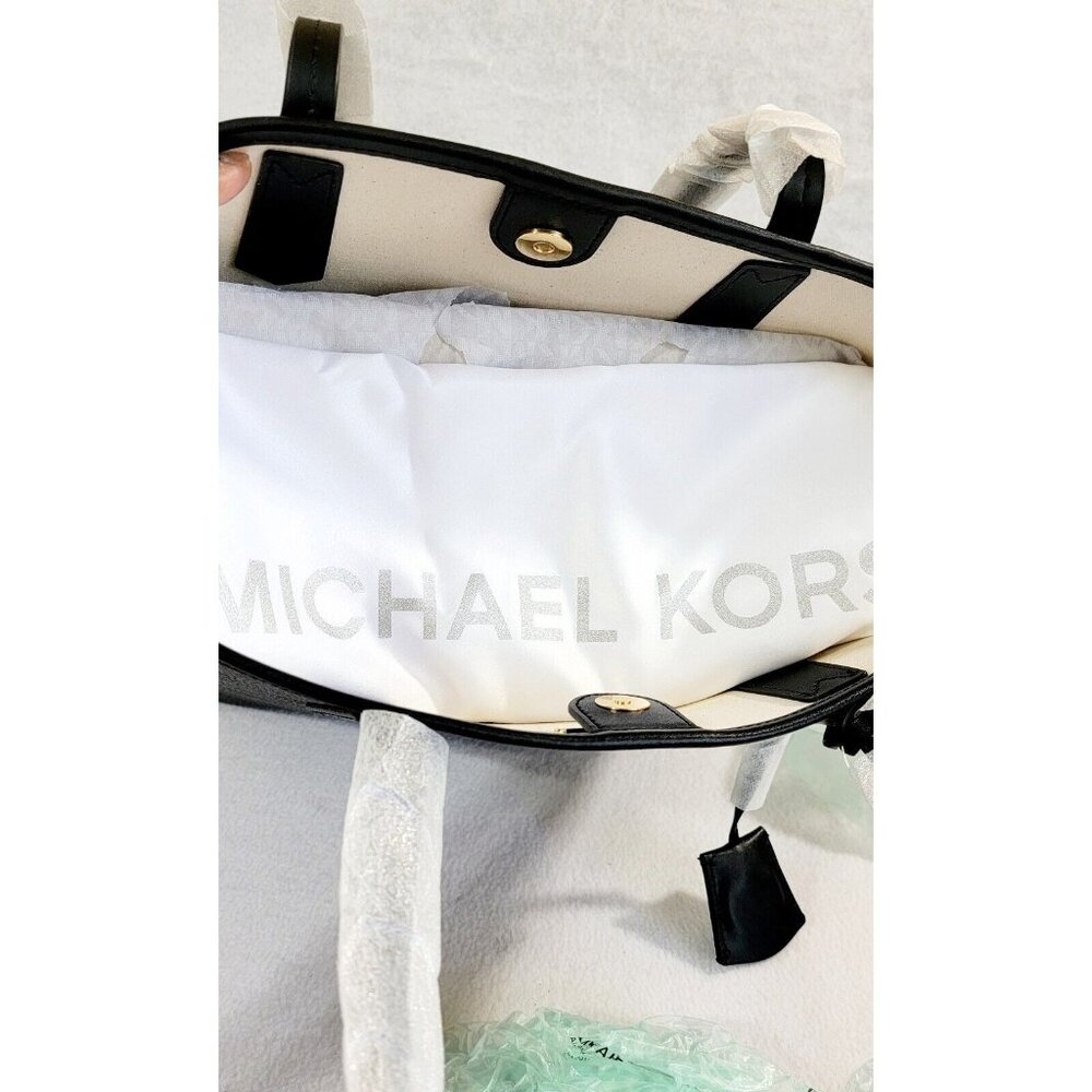 Michael Kors Jane Womens Black Large Tote Pebbled Leather Bag Shoulder Strap NWT - Picture 8 of 10